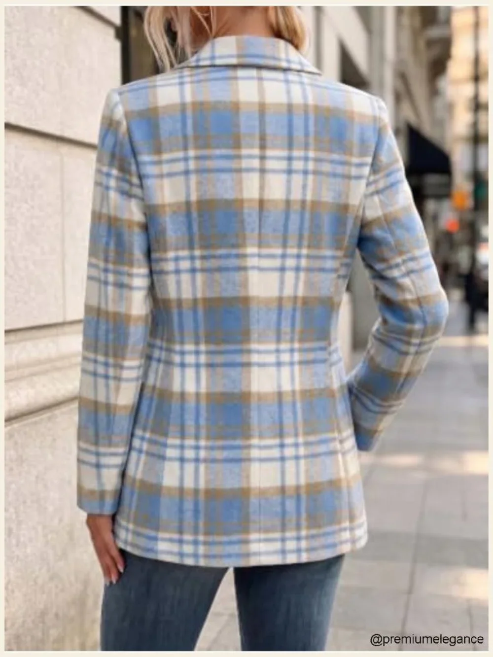 Wool Blend Flannel Plaid Blazer Jacket, Slim Fit Long Sleeve Business Casual